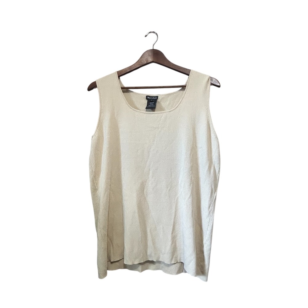 Multiples Beige Knit Tank Top Sleeveless Square Neck Women's‎ Size Medium